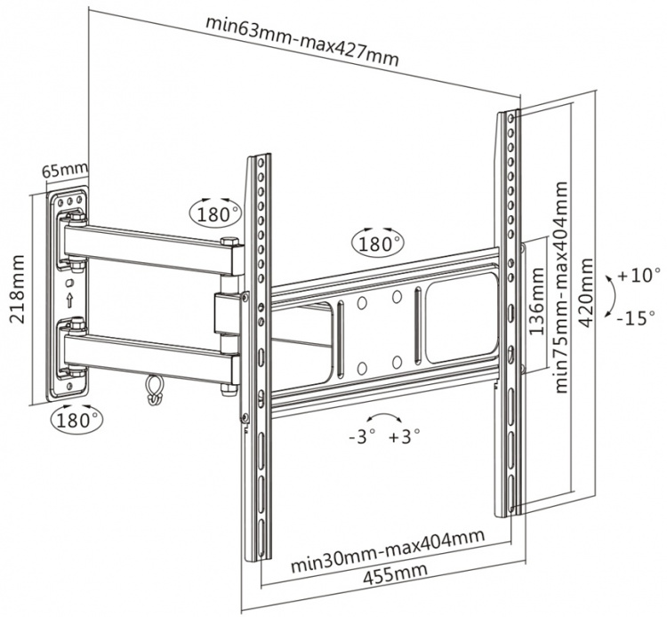 DELTACO, full-motion 3-way wall, 32 DELTACO, full-motion 3-way wall, 32