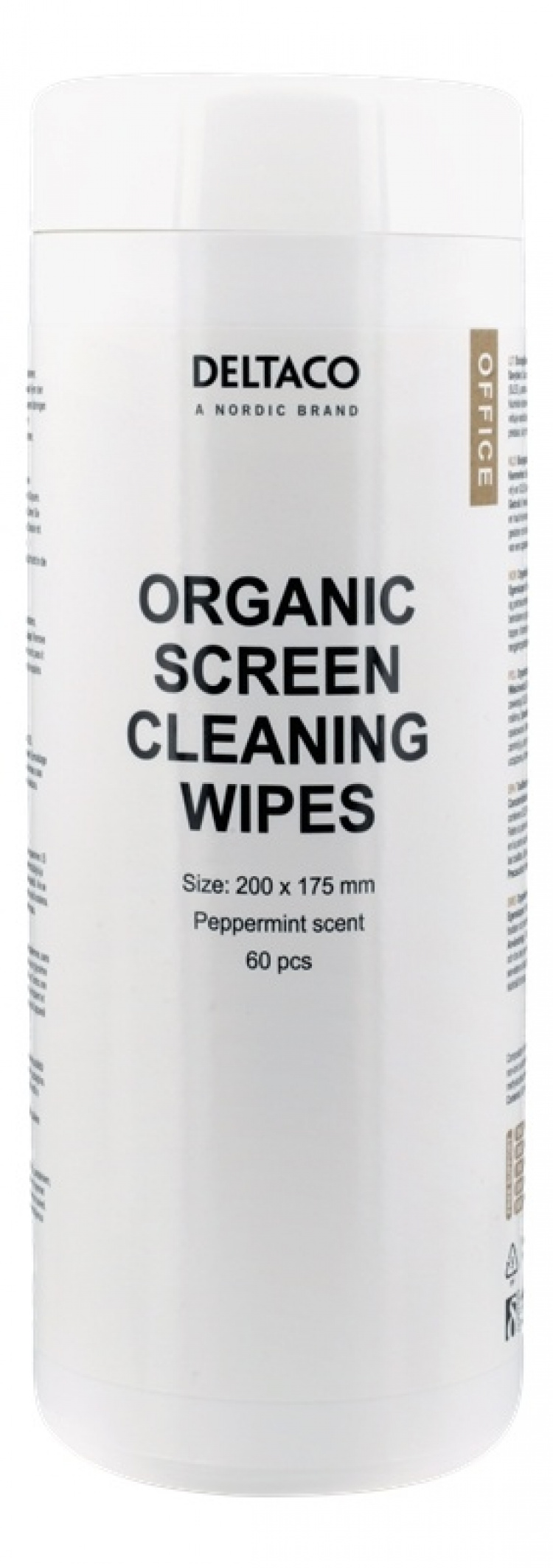 DELTACO Office Organic Cleaning Wipes, 200x175mm, 1 pack 60 napkins, p DELTACO Office Organic Cleaning Wipes, 200x175mm, 1 pack 60 napkins, p