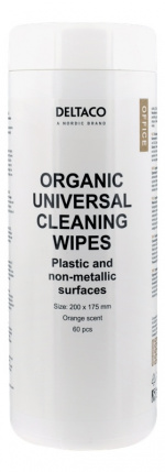 DELTACO Office Organic Universal Cleaning Wipes, 200x175mm, 1 pack 60 DELTACO Office Organic Universal Cleaning Wipes, 200x175mm, 1 pack 60