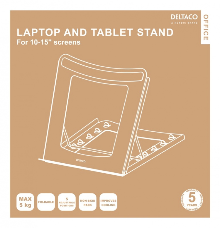 DELTACO Office, Foldable Laptop/Tablet Stand,5 positions DELTACO Office, Foldable Laptop/Tablet Stand,5 positions