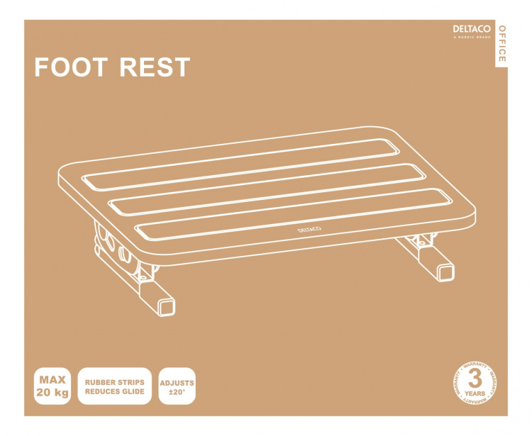 DELTACO Office, Ergonomic Tiltable Steel Foot Rest