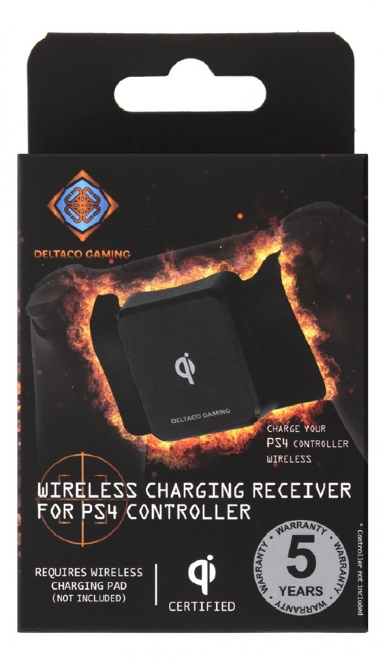 DELTACO GAMING trådlös Qi-receiver till PS4 handkontroll, svart DELTACO GAMING trådlös Qi-receiver till PS4 handkontroll, svart