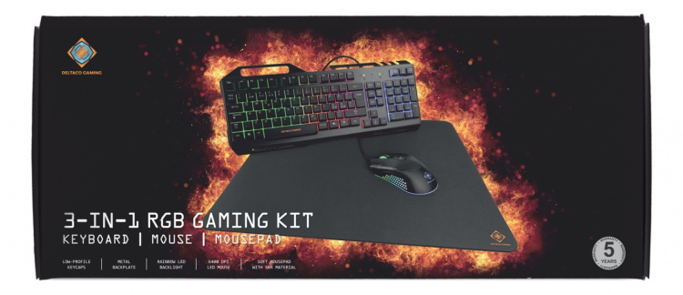 DELTACO GAMING 3-in-1 Gaming kit, Rainbow LED backlight, black DELTACO GAMING 3-in-1 Gaming kit, Rainbow LED backlight, black