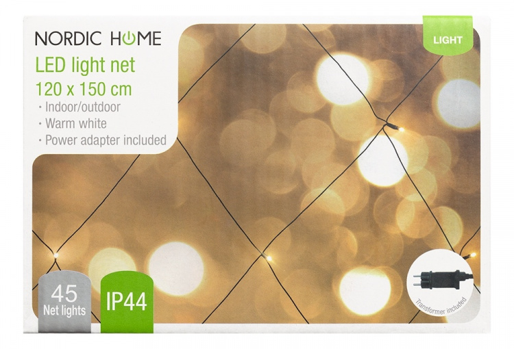 Curtain ligh, 120x150 cm, 120 LED, adaptor, WW