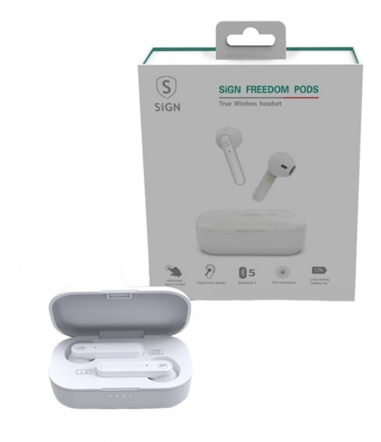 SiGN Freedom wireless in-ear buds, white