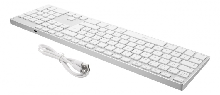 DELTACO fullsize bluetooth keyboard, aluminium, rechargeable battery,