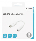 DELTACO USB-C to 3.5 mm female, 11 cm, retail package, active, white DELTACO USB-C to 3.5 mm female, 11 cm, retail package, active, white
