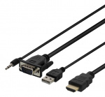 DELTACO VGA & Audio - HDMI cable, USB powered, 1m, black DELTACO VGA & Audio - HDMI cable, USB powered, 1m, black