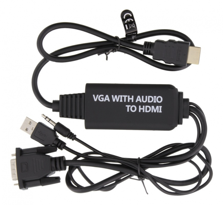 DELTACO VGA & Audio - HDMI cable, USB powered, 1m, black DELTACO VGA & Audio - HDMI cable, USB powered, 1m, black