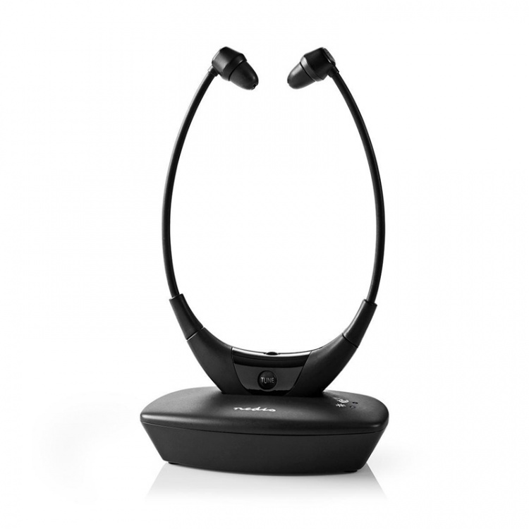 Nedis Wireless TV Headphones | RF, frequency 868 Mhz | In-Ear | Battery play time: 4.5 hrs | 35 m | Digital Audio | Charging dock | Balance control | Black Nedis Wireless TV Headphones | RF, frequency 868 Mhz | In-Ear | Battery play time: 4.5 hrs | 35 m | Digital Audio | Charging dock | Balance control | Black