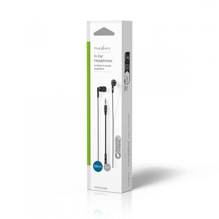 Nedis Wired Earphones | 3.5 mm | Cable length: 1.20 m | Volume control | Black