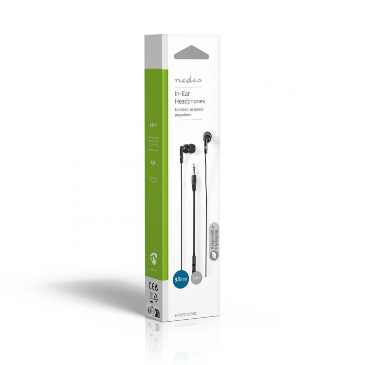 Nedis Wired Earphones | 3.5 mm | Cable length: 1.20 m | Volume control | Black