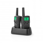 Nedis Walkie-Talkie Set | 2 Handsets | Up to 10 km | Frequency channels: 8 | PTT / VOX | up to 6 Hours | Charging base included | Headphone output | Black