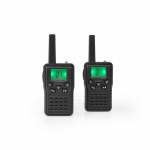 Nedis Walkie-Talkie Set | 2 Handsets | Up to 10 km | Frequency channels: 8 | PTT / VOX | up to 6 Hours | Charging base included | Headphone output | Black
