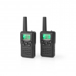 Nedis Walkie-Talkie Set | 2 Handsets | Up to 10 km | Frequency channels: 8 | PTT / VOX | up to 6 Hours | Charging base included | Headphone output | Black