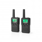 Nedis Walkie-Talkie Set | 2 Handsets | Up to 10 km | Frequency channels: 8 | PTT / VOX | up to 6 Hours | Charging base included | Headphone output | Black