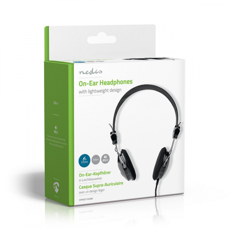 Nedis On-Ear Wired Headphones | 3.5 mm | Cable length: 1.10 m | Black