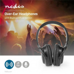 Nedis Wireless Over-Ear Headphones | Battery play time: 20 hrs | Built-in microphone | Press Control | Voice control support | Volume control | Travel case included | Black