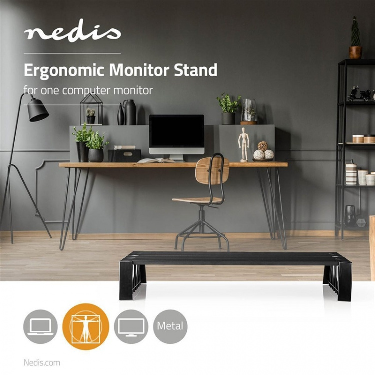 Nedis Monitor Stand | Ergonomics: Yes | Maximum carrying capacity: 16 kg | Universal | Adjustable height: No