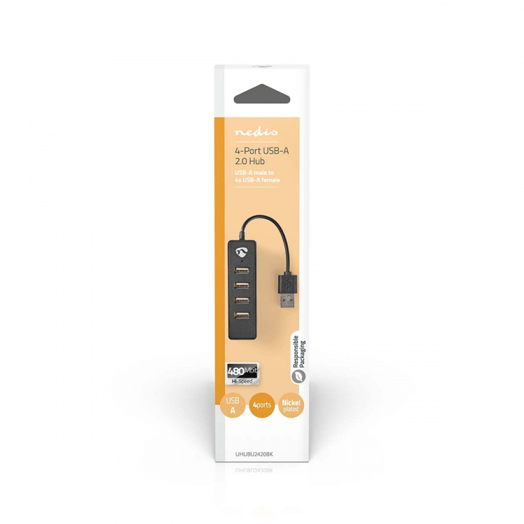 Nedis USB Hub | USB-A Male | 4x USB A Female | 4 port(s) | USB 2.0 | USB Powered Nedis USB Hub | USB-A Male | 4x USB A Female | 4 port(s) | USB 2.0 | USB Powered