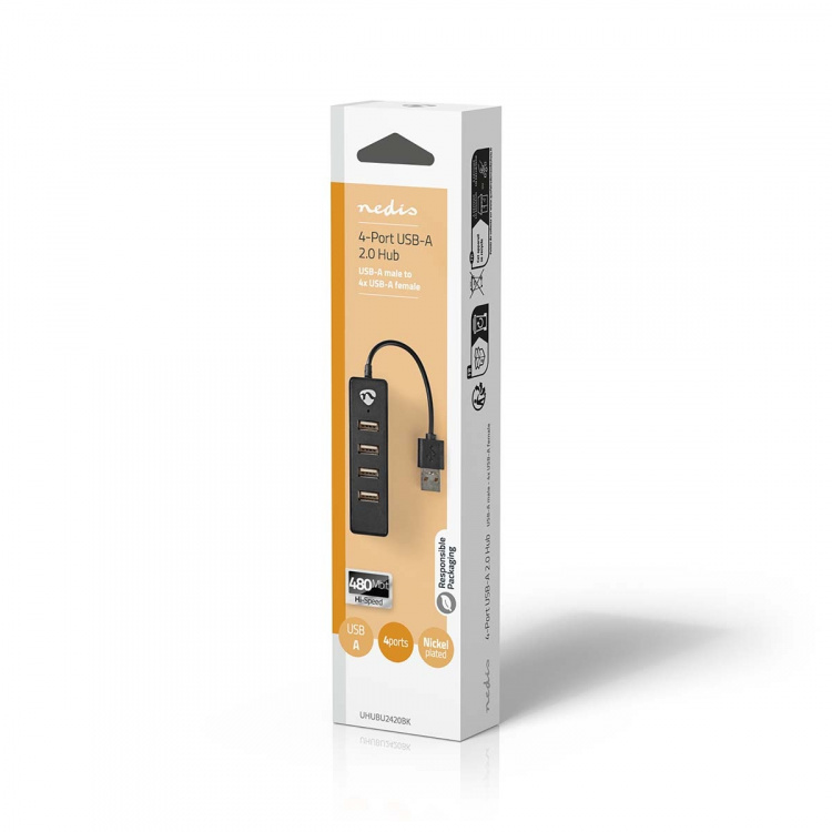 Nedis USB Hub | USB-A Male | 4x USB A Female | 4 port(s) | USB 2.0 | USB Powered Nedis USB Hub | USB-A Male | 4x USB A Female | 4 port(s) | USB 2.0 | USB Powered
