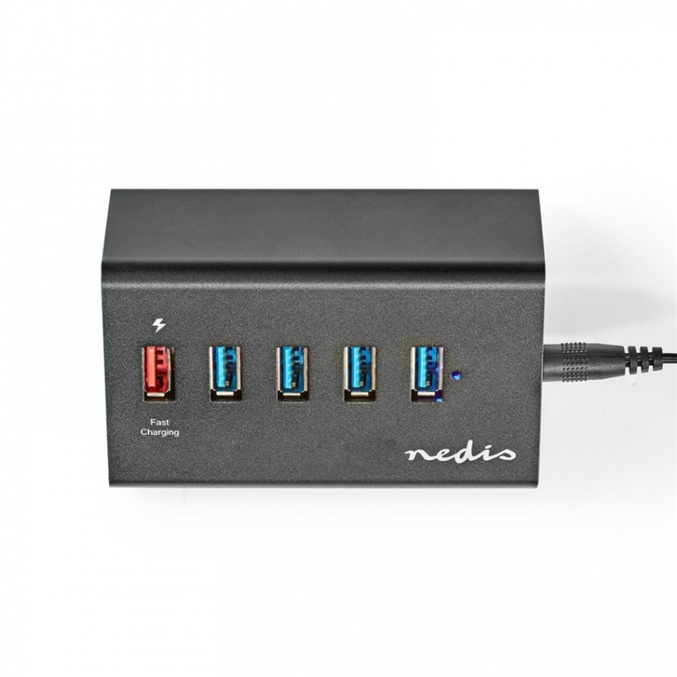 Nedis USB Hub | USB Micro-B Female | USB-A Female | 5 port(s) | QC3.0 / USB 3.2 Gen 1 | Mains Powered / USB Powered | 5 Gbps | 5x USB