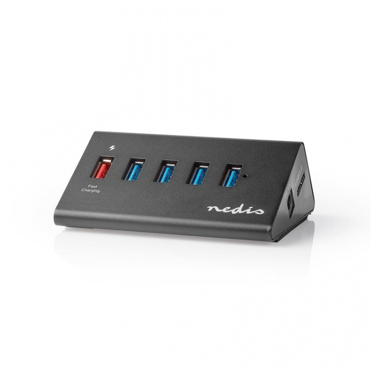 Nedis USB Hub | USB Micro-B Female | USB-A Female | 5 port(s) | QC3.0 / USB 3.2 Gen 1 | Mains Powered / USB Powered | 5 Gbps | 5x USB