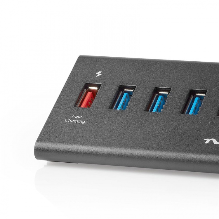 Nedis USB Hub | USB Micro-B Female | USB-A Female | 5 port(s) | QC3.0 / USB 3.2 Gen 1 | Mains Powered / USB Powered | 5 Gbps | 5x USB