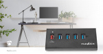 Nedis USB Hub | USB Micro-B Female | USB-A Female | 5 port(s) | QC3.0 / USB 3.2 Gen 1 | Mains Powered / USB Powered | 5 Gbps | 5x USB