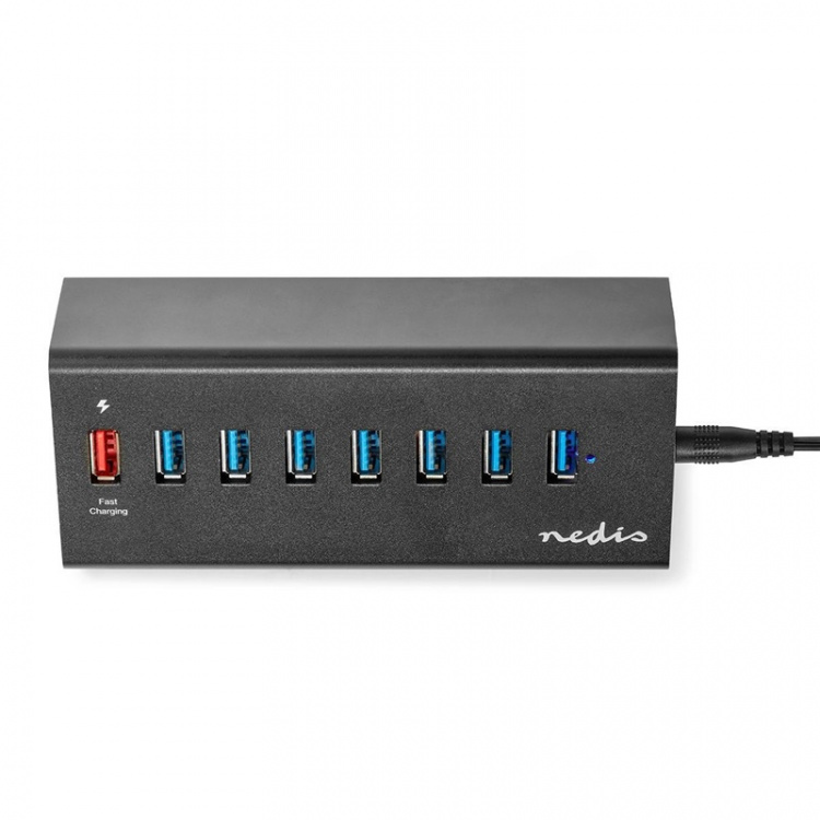 Nedis USB Hub | USB Micro-B Female | USB-A Female | 8 port(s) | QC3.0 / USB 3.2 Gen 1 | Mains Powered / USB Powered | 5 Gbps | 8x USB