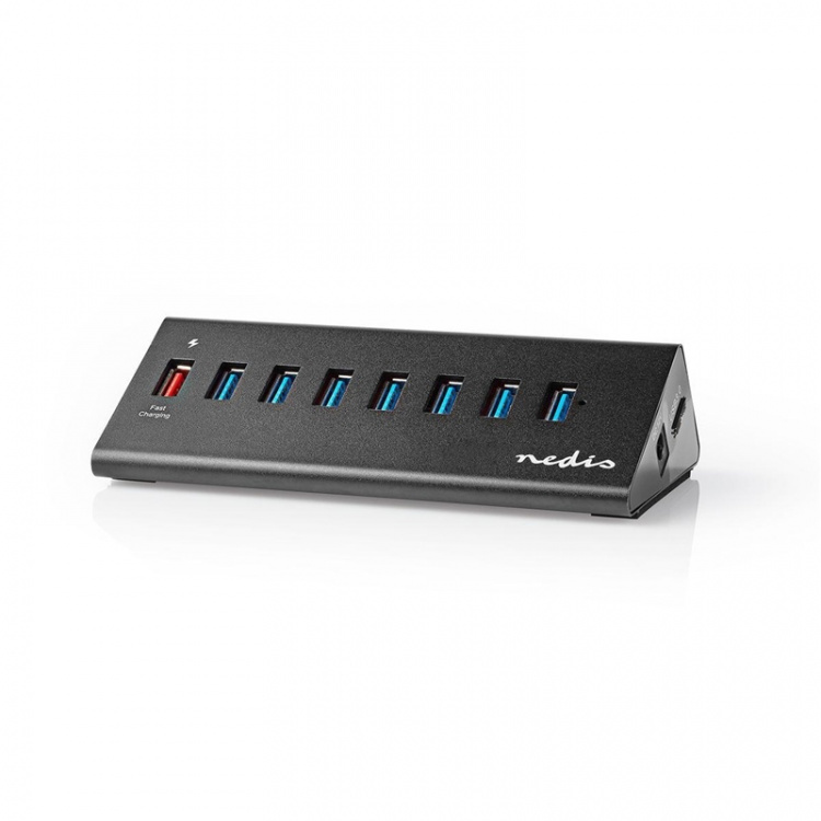 Nedis USB Hub | USB Micro-B Female | USB-A Female | 8 port(s) | QC3.0 / USB 3.2 Gen 1 | Mains Powered / USB Powered | 5 Gbps | 8x USB
