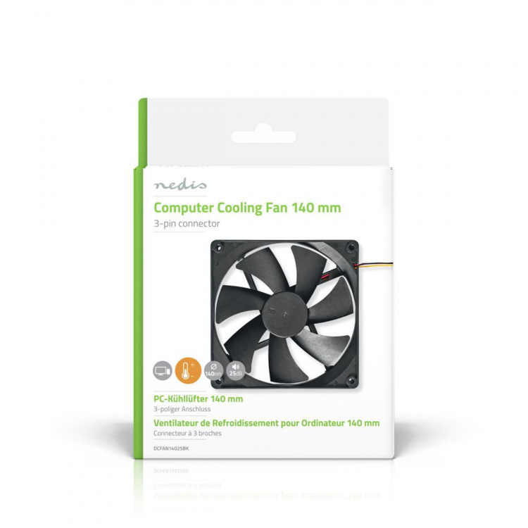 Nedis DC Fan | DC | Fan size: 140 mm | 3-Pin | 24.9 dBA | Black Nedis DC Fan | DC | Fan size: 140 mm | 3-Pin | 24.9 dBA | Black