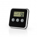 Nedis Meat Thermometer | Alarm / Timer | LCD | 0 - 250 °C | Black / Silver
