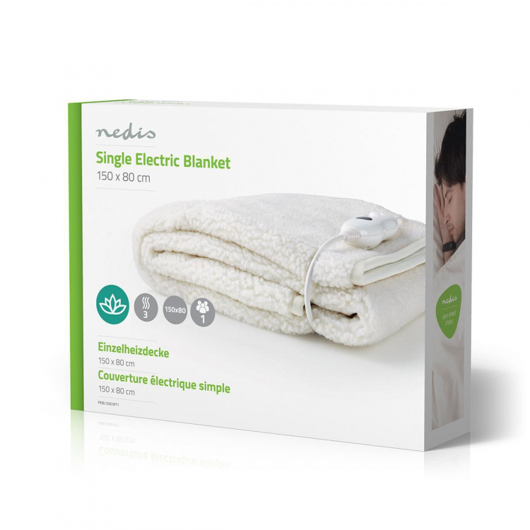 Nedis Electric Blanket | Underblanket | 1 Person | 150 x 80 cm | 3 Heat Settings | Washable | Overheating protection | Polyester / Synthetic