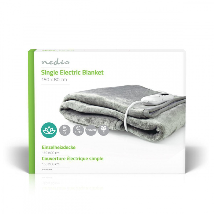 Nedis Electric Blanket | Underblanket | 1 Person | 150 x 80 cm | 9 Heat Settings | Washable | Overheating protection | Digital control | Fleece / Polyester