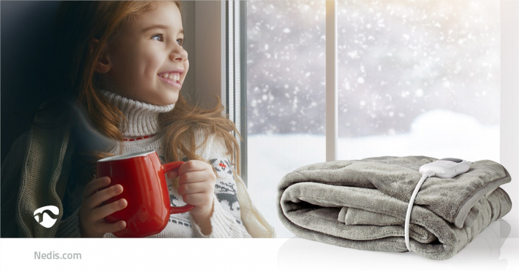 Nedis Electric Blanket | Overblanket | 1 Person | 180 x 130 cm | 9 Heat Settings | 9 h | Washable | Overheating protection | Digital control | Fleece