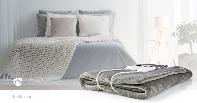 Nedis Electric Blanket | Underblanket | 2 Persons | 160 x 140 cm | 9 Heat Settings | 9 h | Washable | Overheating protection | Digital control | Fleece / Polyester