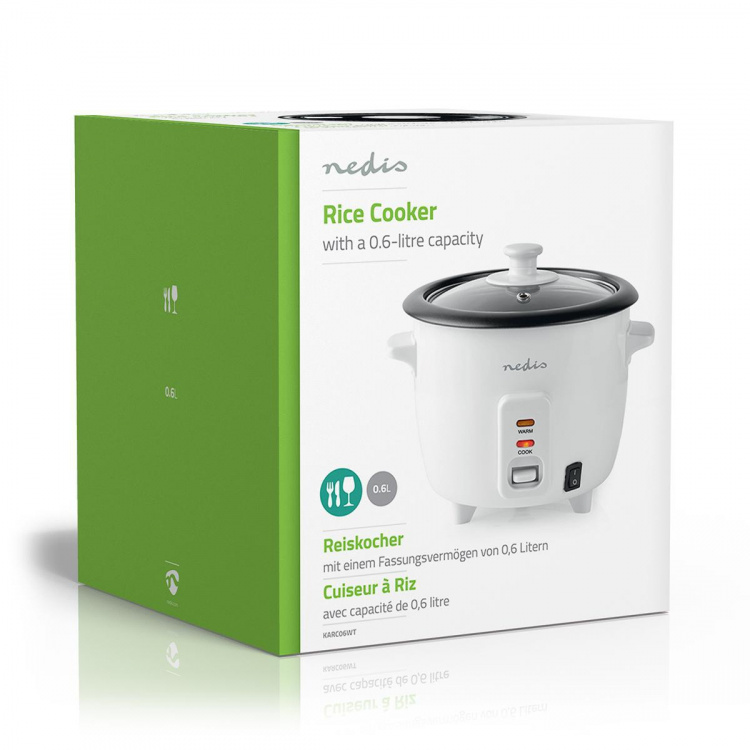 Nedis Rice Cooker | 0.6 l | 300 W | Aluminum Steamer | Non stick coating | Removable bowl | Auto shut-off Nedis Rice Cooker | 0.6 l | 300 W | Aluminum Steamer | Non stick coating | Removable bowl | Auto shut-off