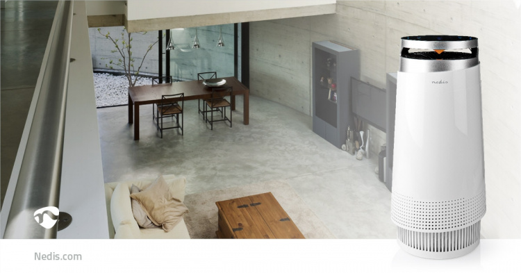 Nedis Air Purifier | Suitable for space up to: 20 m² | Clean Air Delivery Rate (CADR): 130 m³/h | Air quality indicator | White