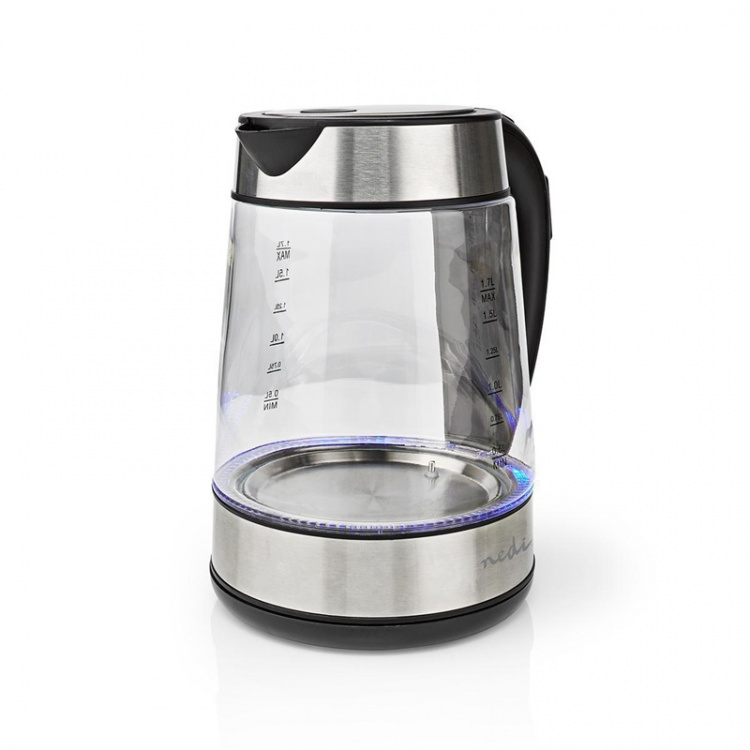 Nedis Electric Kettle | 1.7 l | Glass | Transparent | 60,70,80,90,100 °C | Temperature indicator | Rotatable 360 degrees | Concealed heating element | Strix® controller | Boil-dry protection Nedis Electric Kettle | 1.7 l | Glass | Transparent | 60,70,80,90,100 °C | Temperature indicator | Rotatable 360 degrees | Concealed heating element | Strix® controller | Boil-dry protection