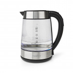 Nedis Electric Kettle | 1.7 l | Glass | Transparent | 60,70,80,90,100 °C | Temperature indicator | Rotatable 360 degrees | Concealed heating element | Strix® controller | Boil-dry protection Nedis Electric Kettle | 1.7 l | Glass | Transparent | 60,70,80,90,100 °C | Temperature indicator | Rotatable 360 degrees | Concealed heating element | Strix® controller | Boil-dry protection