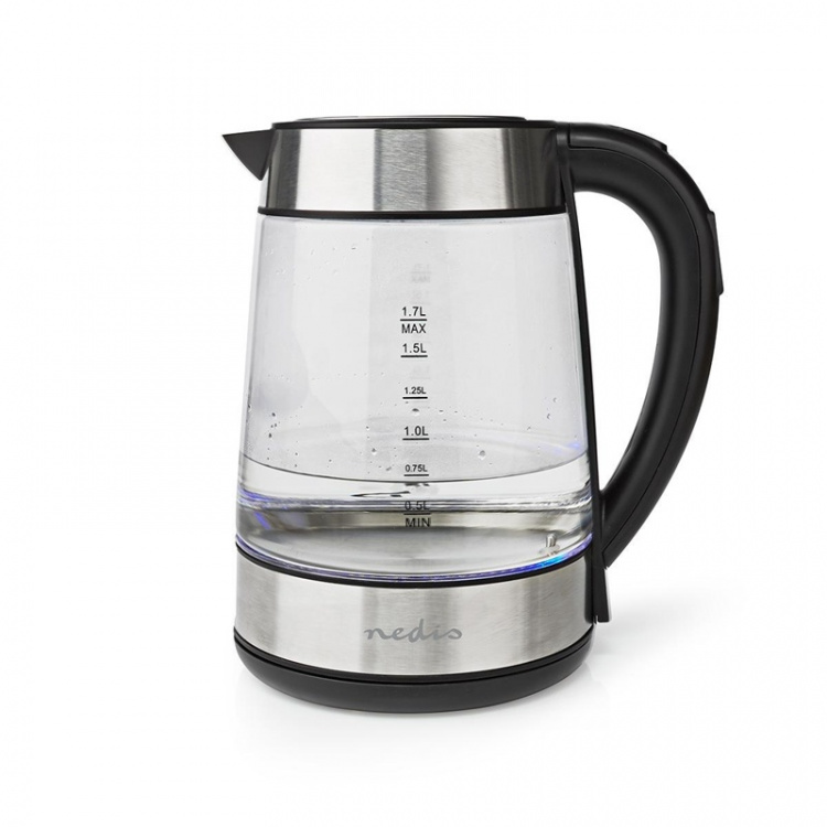 Nedis Electric Kettle | 1.7 l | Glass | Transparent | 60,70,80,90,100 °C | Temperature indicator | Rotatable 360 degrees | Concealed heating element | Strix® controller | Boil-dry protection Nedis Electric Kettle | 1.7 l | Glass | Transparent | 60,70,80,90,100 °C | Temperature indicator | Rotatable 360 degrees | Concealed heating element | Strix® controller | Boil-dry protection