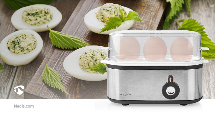 Nedis Egg Boiler | Measuring Cup | Aluminium / Black Nedis Egg Boiler | Measuring Cup | Aluminium / Black