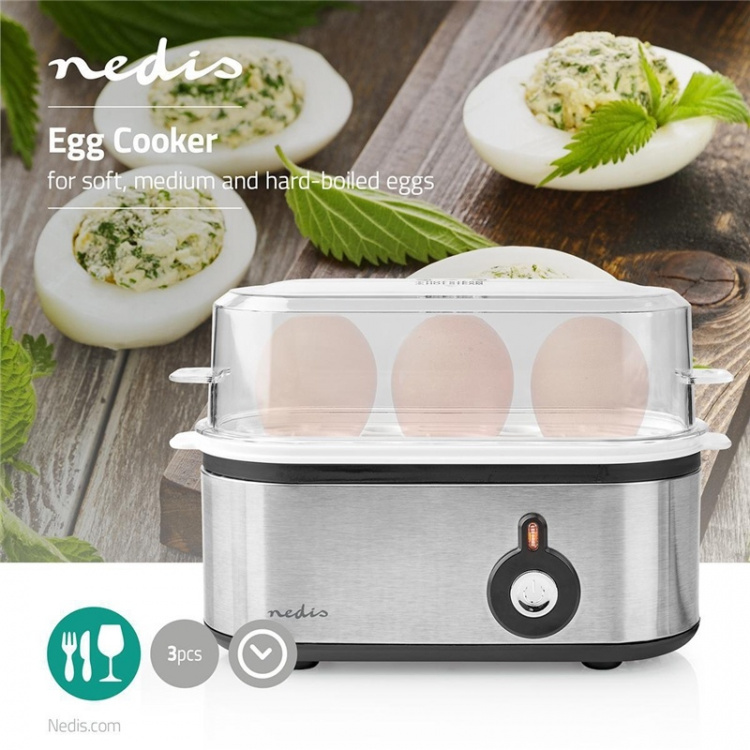 Nedis Egg Boiler | Measuring Cup | Aluminium / Black Nedis Egg Boiler | Measuring Cup | Aluminium / Black