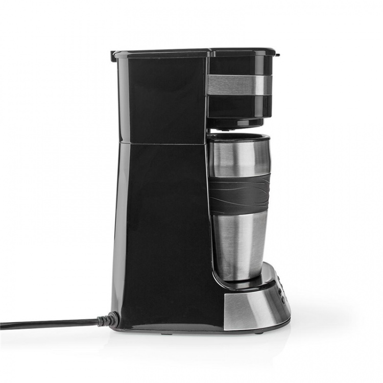 Nedis Coffee Maker | Filter Coffee | 0.4 l | 1 Cups | Switch on timer | Black / Silver