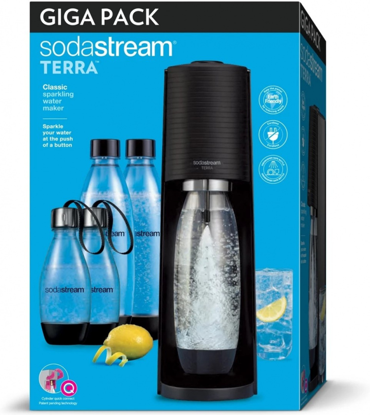 SodaStream TERRA Kolsyremaskin med fem flaskor & patron, Svart