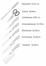 8-piece knife set, rotating knife rack, stainless steel knives