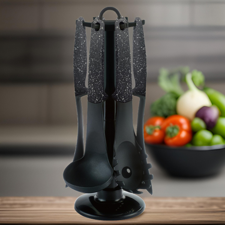 Kitchen utensil set 7-piece, rotatable, for cooking