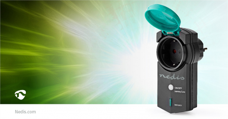 Nedis RF Plug | Mesh / RF, frequency 433 Mhz | IP44 | 3680 W | Plug with earth contact / Type F (CEE 7/7) | -20 - 50 °C | Black / Green