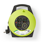Nedis Cable Reel | Plug with earth contact | 10.0 m | 3000 W | 16 A | Kind of grounding: Side Contacts | 230 V AC 50/60 Hz | Socket angle: 90 ° | H05VV-F 3G1.5mm² | Fuse: Yes | Black / Green Nedis Cable Reel | Plug with earth contact | 10.0 m | 3000 W | 16 A | Kind of grounding: Side Contacts | 230 V AC 50/60 Hz | Socket angle: 90 ° | H05VV-F 3G1.5mm² | Fuse: Yes | Black / Green